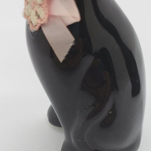 𝅺Black Cats Green Eyes Pink Bows & Flowers Vintage Salt & Pepper Shaker Set - Picture 6 of 11